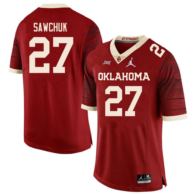 Men #27 Gavin Sawchuk Oklahoma Sooners College Football Jerseys Sale-Retro